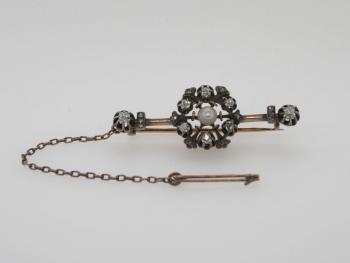 Brosche mit Perlen - Silber, Gold - 1930
